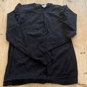 Ruffle sleeve black Jcrew sweater